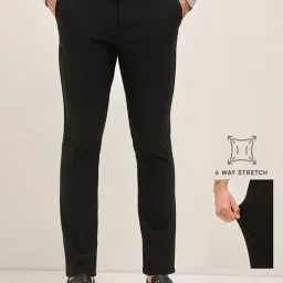 The Bear House Black Polyester Slim Fit Solid Formal Trousers-image-10