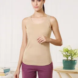 Van Heusen Beige Cotton Plain Tank Top image 1