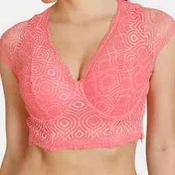 Zivame Pink Lace Half Coverage Under-Wired Bralette image 4