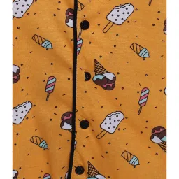 Kiddopanti Kids Mustard Printed Full Sleeves Shirt with Pyjamas image 5
