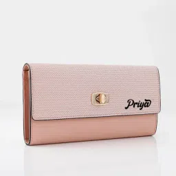 Textured Two-fold Women's Wallet - Peach Pink image 2