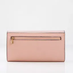 Textured Two-fold Women's Wallet - Peach Pink image 4