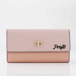 Textured Two-fold Women's Wallet - Peach Pink image 1