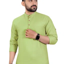 Navkanj Band Collar Roll-Up Sleeves Short Kurta-picture-20