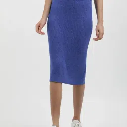 CALVIN KLEIN JEANS Blue Slim Fit High Rise Skirt-picture-32