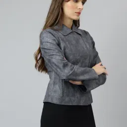 Latin Quarters Blue Solid Casual Jacket image 5