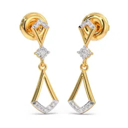 Candere by Kalyan Jewellers Peacock Collection 18k Yellow Gold Diamond Drop Earrings for Women-image-86