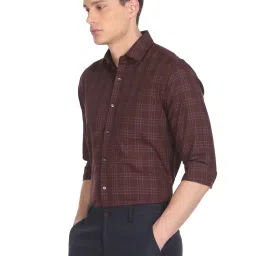 Arrow Brown Cotton Regular Fit Checks Shirts image 3