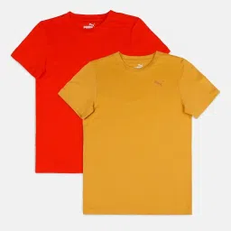 Puma Red & Yellow Cotton Regular Fit T-Shirt (Pack of 2) image 1