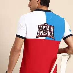 Being Human Captain America Printed Colourblocked Polo Collar Pure Cotton T-shirt-picture-24