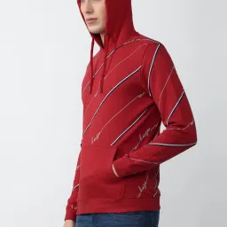 Van Heusen Red Regular Fit Printed Hooded Sweatshirts image 3