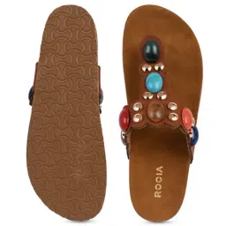 Rocia by Regal Women's Tan T-Strap Sandals image 4