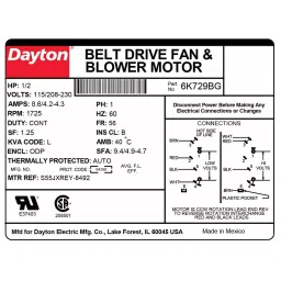 Dayton 1 Speed Open Dripproof Cradle Base Mount 1/2 HP Belt Drive Motor, 6K729 image 3
