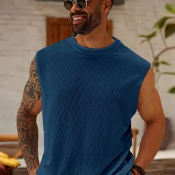 KAJARU Men Ribbed Sleeveless T-shirt-picture-49