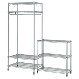ikea omar Shelving unit with clothes rail, with 1 shelf/galvanised, 186x50x201 cm-picture-2