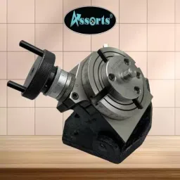 Assorts Quality Precision Tilting Milling Indexing Rotary Table 100 mm (4 Inch) with Small Chuck, Back Plate & Fixing T Nuts Bolts (with 65 mm 3 Jaw) image 2