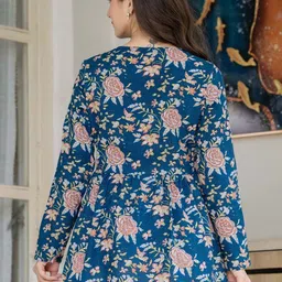 SHREELATA Floral Print Cotton Peplum Top image 4