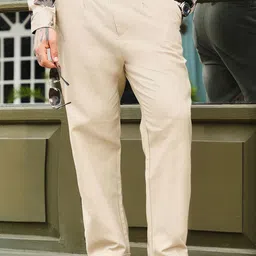 Campus Sutra Men Self Design Relaxed Fit Mid-Rise Pleated Trousers-picture-32