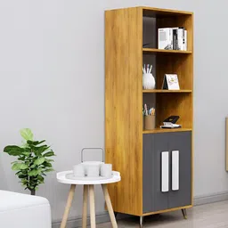 HEXA RED Brown & Grey Wooden Book Shelf-image-55