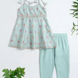 The Magic Wand Girls Ethnic Motifs Printed Empire Sequinned Kurta With Trousers-picture-26