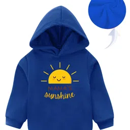 KAVEE Full Sleeves Mamas Sunshine Text Printed Hooded Sweatshirt - Royal Blue-picture-14