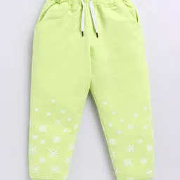Kidcity Cotton Looper Snowflakes Printed Joggers - Mint-picture-12