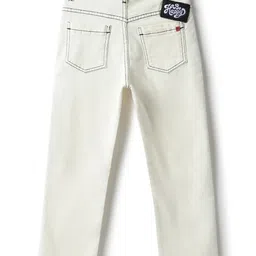 Tales & Stories Lycra Knit Never Give Up Patch Detailed Jeans - White image 3
