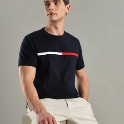 Tommy Hilfiger Brand Logo Embroidered Round Neck Pure Cotton T-Shirt image 5