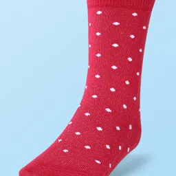 Cute Walk by Babyhug Cotton Lycra Knit Anti-bacterial Socks Polka Dots & Strawberry Design Pack of 3 - Pink White & Red image 3