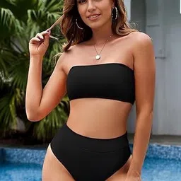 RECENT FASHION Removable Straps High Waist Bikini Set image 3