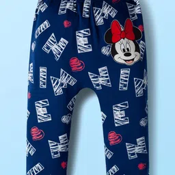 Babyhug Disney Interlock Knit Full Length Diaper Leggings With Minnie Mouse Family Graphics Pack Of 3 - Red Navy Blue & White image 4