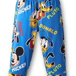 Babyhug Disney Single Jersey Knit Full Sleeves Co-ords Night Suit With Mickey & Friends Print - Blue image 4
