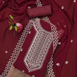 SAINOOR Embroidered Silk Georgette Unstitched Dress Material-picture-28