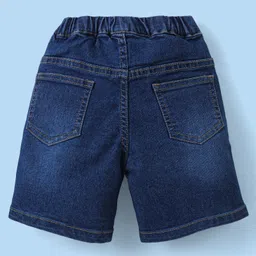 Babyhug Cotton Lycra Knit Half Sleeves Striped T-Shirt & Shorts Set with Crayon Print - Coral & Blue image 5