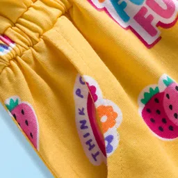 Babyhug Cotton Knit Sleeveless Hooded Jumpsuit With Floral Print - Yellow image 5