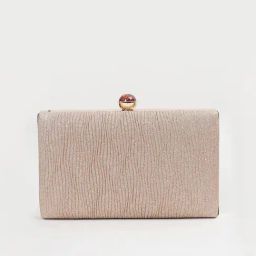 Code by Lifestyle Gold Textured Box Clutch-picture-2