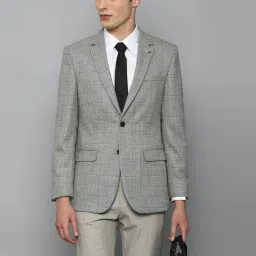 Louis Philippe Grey Regular Fit Checks Blazers image 1