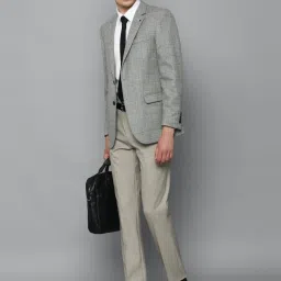 Louis Philippe Grey Regular Fit Checks Blazers image 5