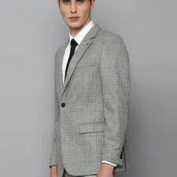 Louis Philippe Grey Regular Fit Checks Blazers image 3