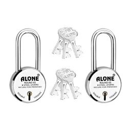 ALONE LOCKS Round 65 mm Alloy Steel Chrome 6 Same Keys Double Locking Padlock (Pack of 2)-picture-13