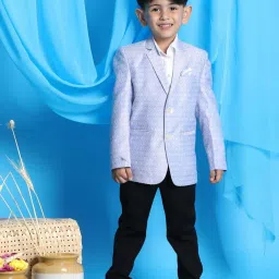 VASTRAMAY Boys Blue Floral Full Sleeves Blazer image 1