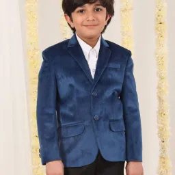 VASTRAMAY Boys Navy Solid Full Sleeves Blazer image 1