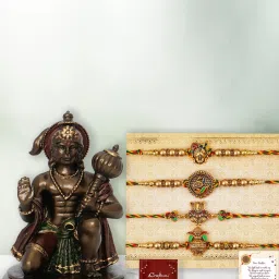 eCraftIndia Assorted Multicolor Rakhi with Hanuman Idol image 1