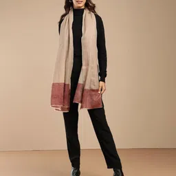 Fabindia Colourblocked Fringed Border Detail Cashmere Woollen Shawl-picture-15