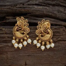 Kushal's Fashion Jewellery Pink Golden Earrings for Women-picture-13