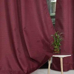 Rosara Home Polyester Maroon Solid Regular 7 ft Door Curtains - Pack of 2 image 1