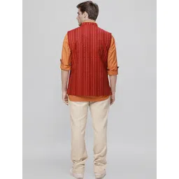 Ethnix by Raymond Men Printed Pure Cotton Mandarin Collar Neck Woven Nehru Jackets image 2