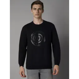 Louis Philippe Black Cotton Regular Fit Printed Sweatshirt image 1