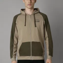 Louis Philippe Brown Regular Fit Printed Hooded Sweatshirt image 1