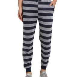 Vimal Jonney Navy Regular Fit Striped Joggers-image-4
